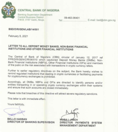 ЦБ Нигерии не запретил торговать криптовалютами в стране