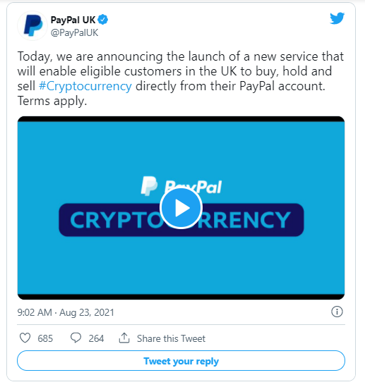 PayPal UK добавляет поддержку криптовалют