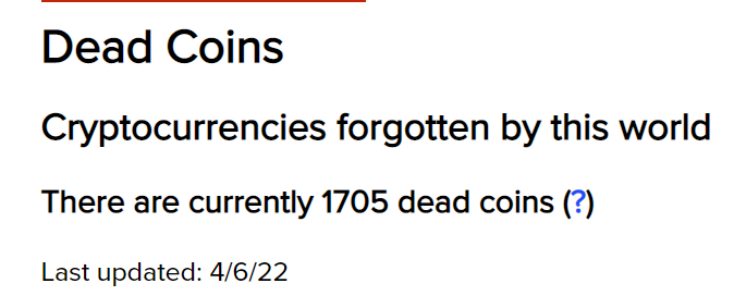 Почти 9% всех монет на рынке можно считать "мертвыми"