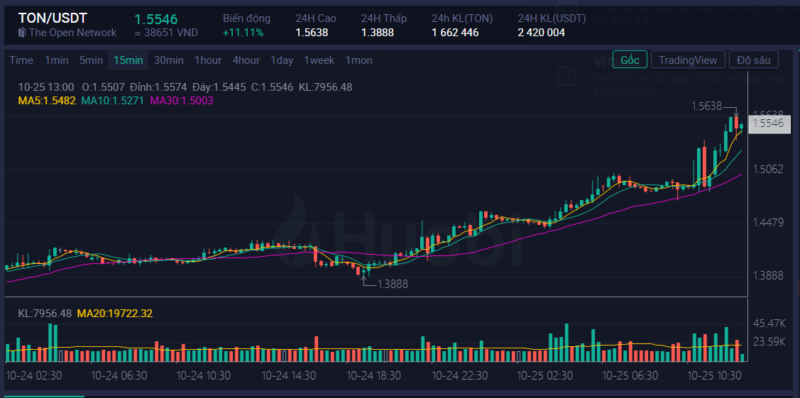 Toncoin (TON) растет на фоне падения других криптовалют