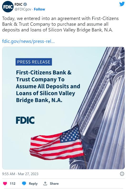 Silicon Valley Bank официально продан банку First Citizens Bank