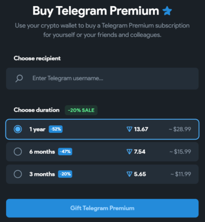 Как оплатить Telegram Premium при помощи TON