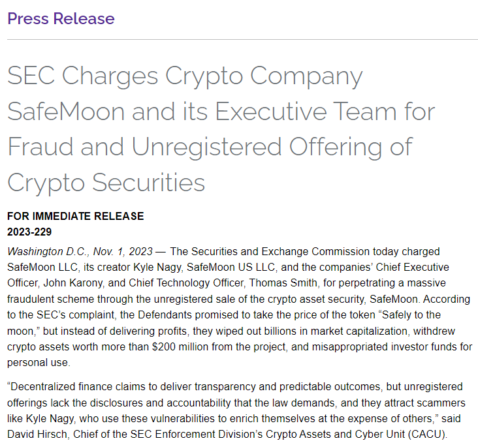 SEC подала иск против SafeMoon